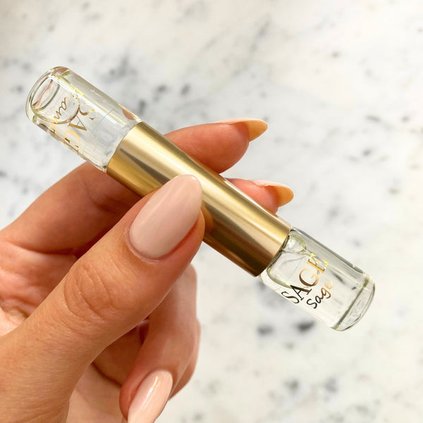 ¼ oz Sage Eau de Toilette Dual Roll-On, Diamond and Pearl, Subtle, Fresh, Vegan, Cruelty-Free fragrance, 1/8 oz each

