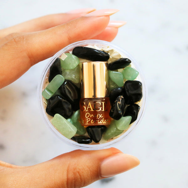 .03 oz Mini Roll on Sage Onyx Peridot Perfume Oil with gemstones, Earthy, Gender Neutral, Vegan, Cruelty Free, travel scent